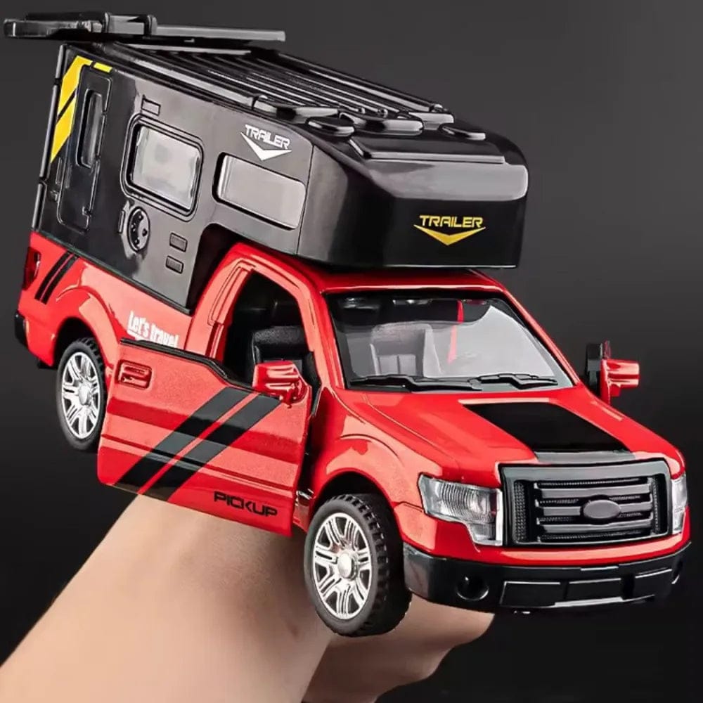 Planet Gates Red Scale 1/32 Ford F150 Pickup Truck RV Alloy Model Car Toy Diecast Sound Light Pull Back 3 Door Can Be Opened Vehicle for Boy Gift