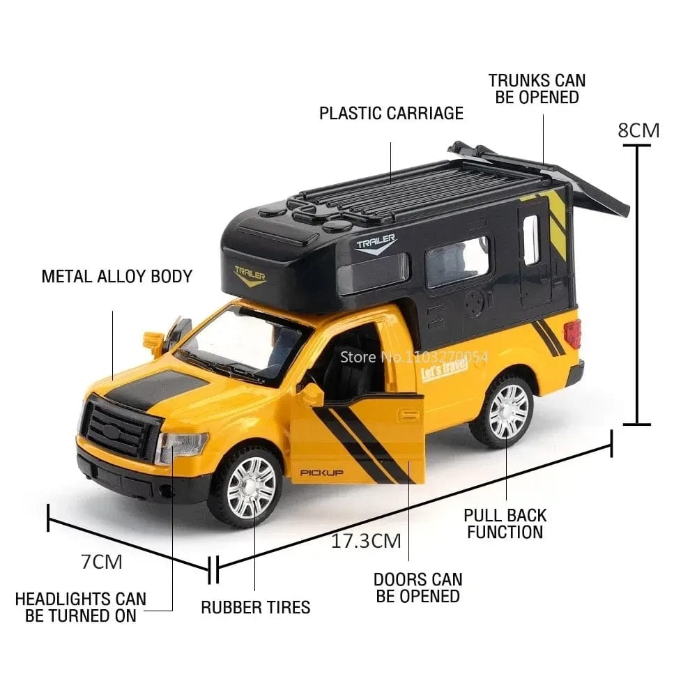 Planet Gates Red Scale 1/32 Ford F150 Pickup Truck RV Alloy Model Car Toy Diecast Sound Light Pull Back 3 Door Can Be Opened Vehicle for Boy Gift