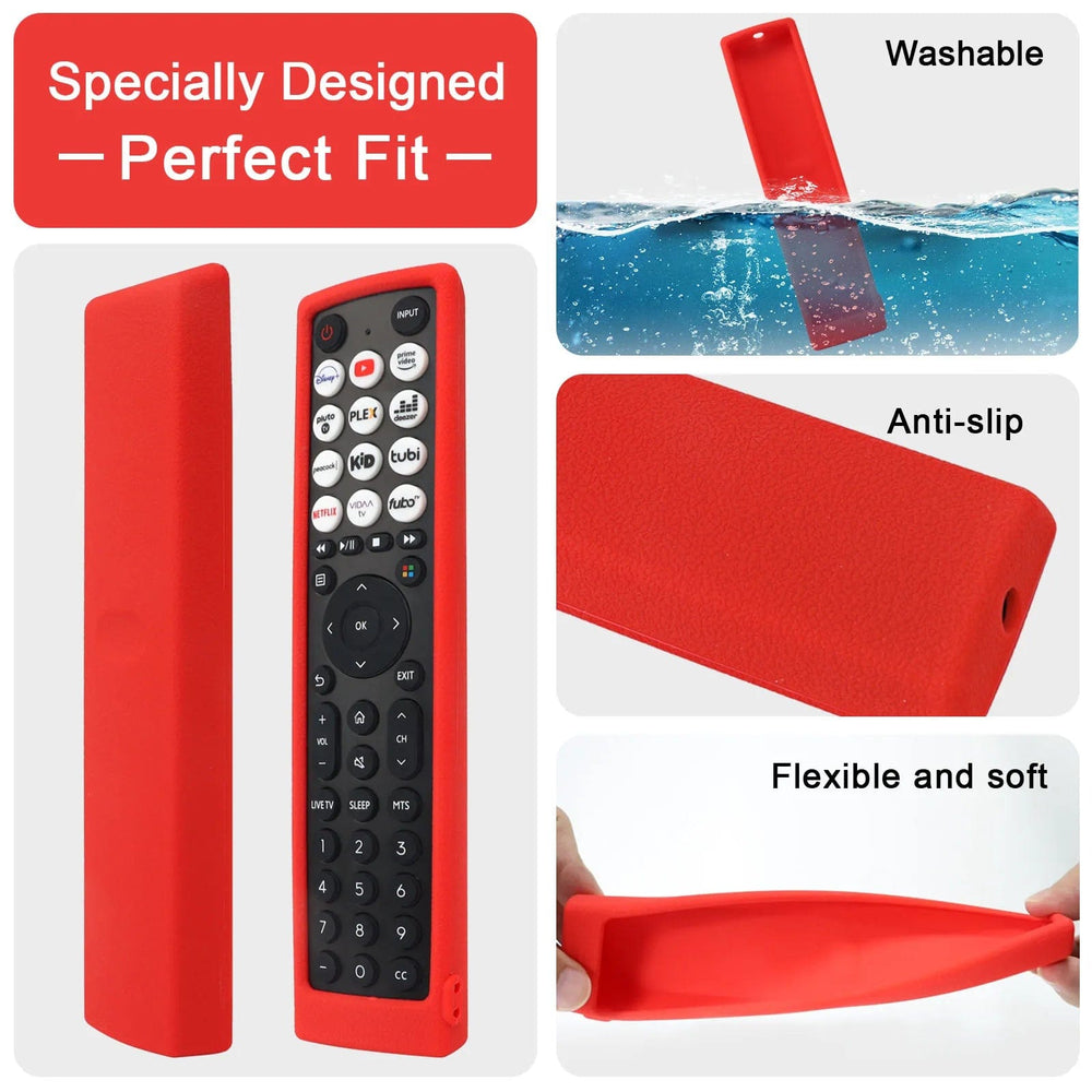 Planet Gates Red Silicone Case Fit for Hisense Smart Vidaa TV remote control EN2J36H EN2F36H EN2D36H ERF2N36H Protective Sheath Cover Anti-Slip ﻿