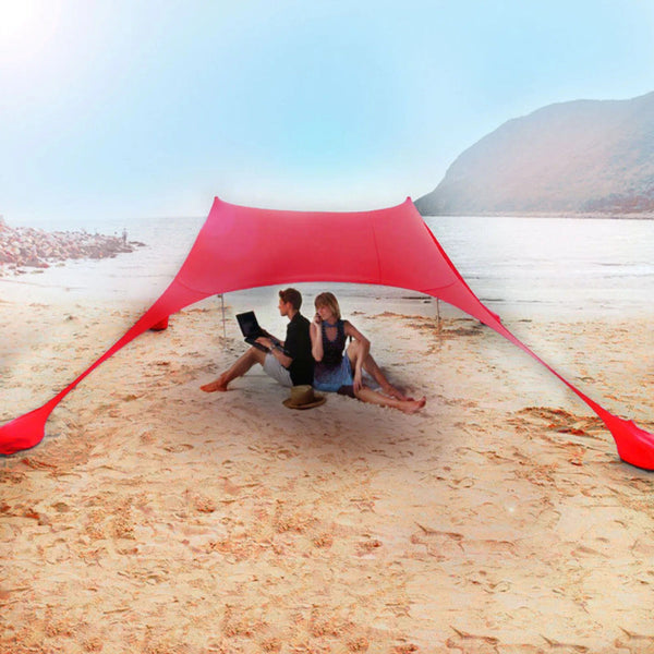 Planet Gates Red / spain Shades Beach Tent Large Portable Windproof Beach Tent Pop Up Shade Canopy Sun Shelter Family Beach Tent With 2 Aluminum Poles 1