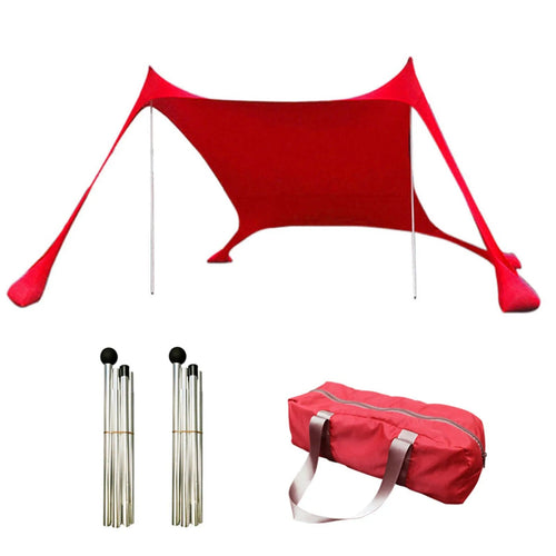 Planet Gates Red / spain Shades Beach Tent Large Portable Windproof Beach Tent Pop Up Shade Canopy Sun Shelter Family Beach Tent With 2 Aluminum Poles 1