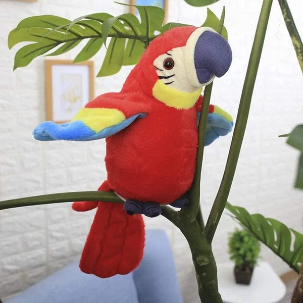 Planet Gates red Talking Macaw Parrot Repeat What You Say Stuffed Animal Plush Toy Electronic Record Animated Bird Speaking Parrot Pet Plush Toys