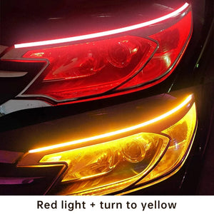 Planet Gates Red To Yellow / 70cm 2pcs LED DRL Car Daytime Running Light Flexible Waterproof Strip Auto Headlights White Turn Signal Yellow Brake Flow Lights 12V