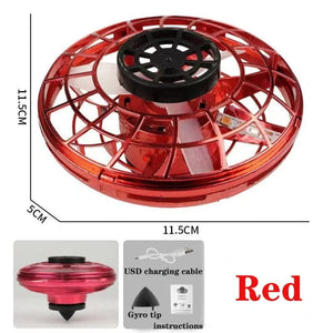 Planet Gates Red UFO Fingertip Gyroscope Sensing Toy, Fun Floating Luminous Gyroscope Stress Reducing Toy Children's Birthday Toy Gift