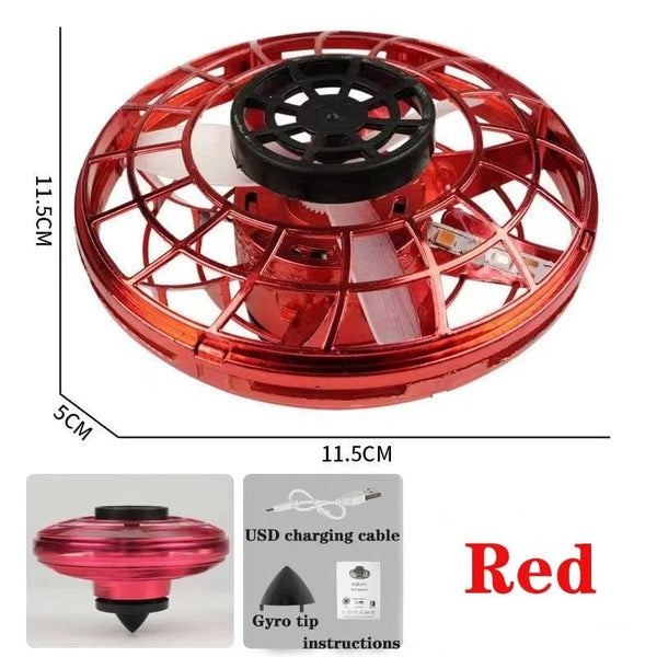 Planet Gates Red UFO Fingertip Gyroscope Sensing Toy, Fun Floating Luminous Gyroscope Stress Reducing Toy Children's Birthday Toy Gift