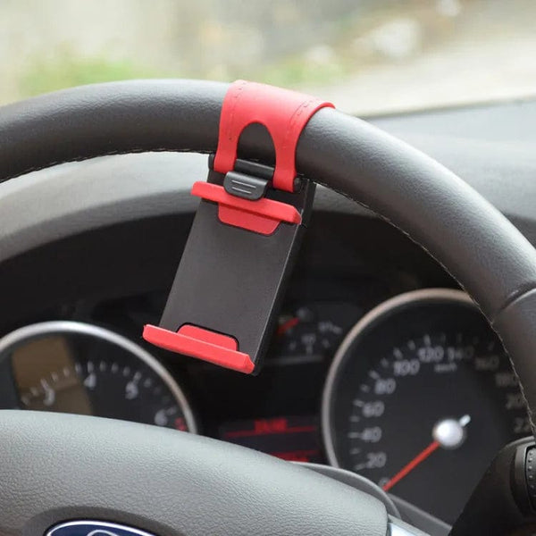 Planet Gates Red Universal Car Bracket Car Steering Wheel Phone Holder Clip Stand Elastic Buckle GPS Navigator Mount Car Phone Holder