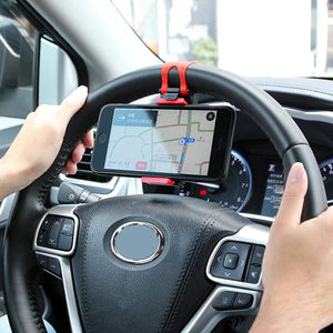 Planet Gates Red Universal Car Bracket Car Steering Wheel Phone Holder Clip Stand Elastic Buckle GPS Navigator Mount Car Phone Holder