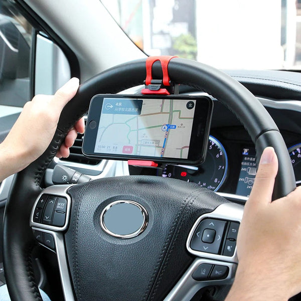 Planet Gates Red Universal Car Bracket Car Steering Wheel Phone Holder Clip Stand Elastic Buckle GPS Navigator Mount Car Phone Holder