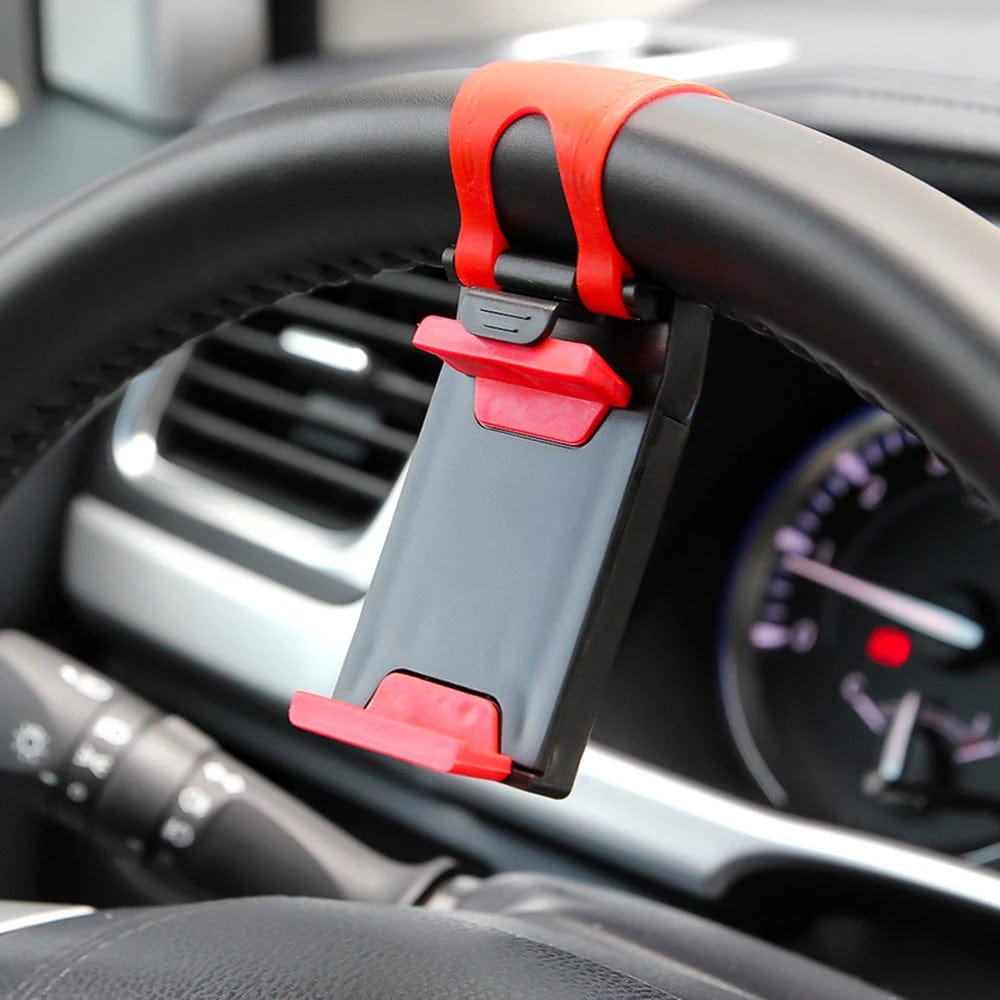 Planet Gates Red Universal Car Bracket Car Steering Wheel Phone Holder Clip Stand Elastic Buckle GPS Navigator Mount Car Phone Holder