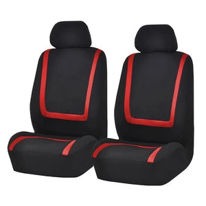 Planet Gates Red Universal Fit Car Seat Covers For Front Driver And Passenger Seats, High-Quality Fabric, Protective Auto Chair Slipcovers With Accent Stripes, Easy To Install, Durable Vehicle Interior Enhancements