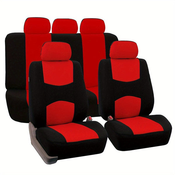 Planet Gates Red Upgrade Your Car Interior With A Universal Fit 5-Seat Polyester Car Seat Cover Set
