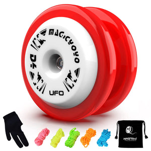 Planet Gates Red White / CHINA MAGICYOYO D4 UFO Responsive Yoyo, Professional Looping Yo Yo for Kits Beginner, Plastic Yo-Yo Great for 2A Tricks