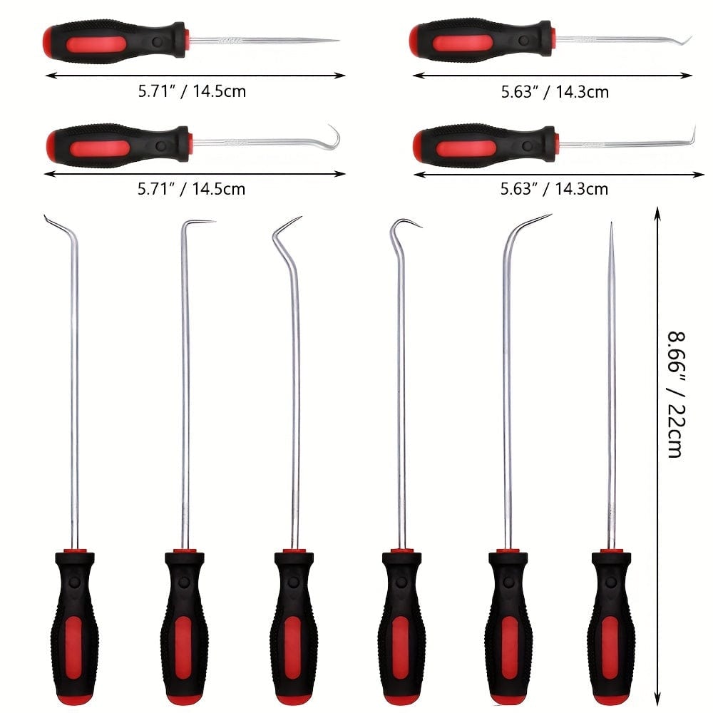 Planet Gates Reddish Black / Stainless Steel+ABS 10pcs Pick & Hook Set Extra Long O-Ring & Seal Remover Soft Grip Assorted Shapes