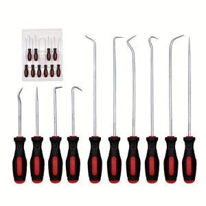 Planet Gates Reddish Black / Stainless Steel+ABS 10pcs Pick & Hook Set Extra Long O-Ring & Seal Remover Soft Grip Assorted Shapes