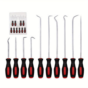 Planet Gates Reddish Black / Stainless Steel+ABS 10pcs Pick & Hook Set Extra Long O-Ring & Seal Remover Soft Grip Assorted Shapes