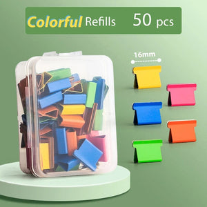 Planet Gates Refills Colorful Mini Traceless Reusable Hand Clamp Push Stapler Paper Book File Office School Student Binder Binding Tools Supplies Accessories