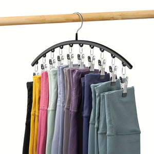 Planet Gates Regular Black 1pc Pants Hangers With 10 Clips, For Holding Leggings/Jeans/Hats, Household Space Saving For Organization Of Bedroom, Bathroom, Closet, Wardrobe, Home, Dorm, Travel