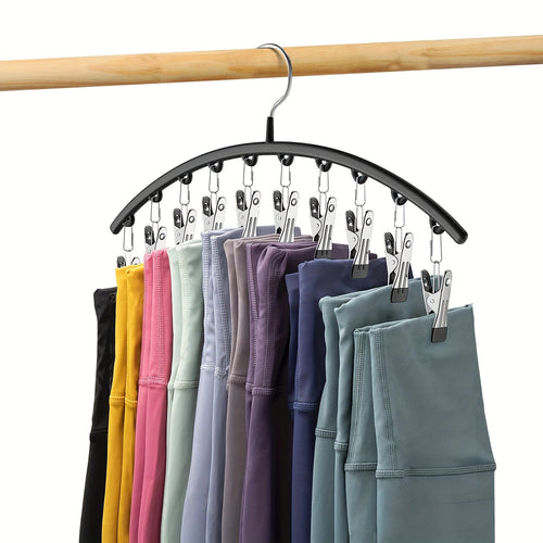 Planet Gates Regular Black 1pc Pants Hangers With 10 Clips, For Holding Leggings/Jeans/Hats, Household Space Saving For Organization Of Bedroom, Bathroom, Closet, Wardrobe, Home, Dorm, Travel