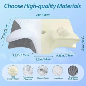 Planet Gates Releep Cervical Neck Pillow Neck Pain Relief Adjustable Contour Pillow for Sleeping Ergonomic Memory Foam Pillow Side Sleeper