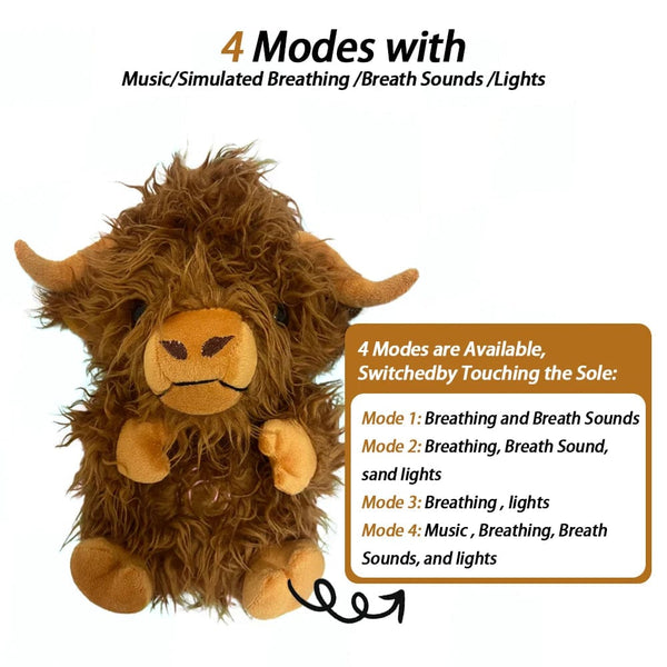 Planet Gates Relief Cow / 25cm-32cm 4 MODES Original Plush Capybara and Otter Toy Sleeping Time Baby Breathing Anxiety Relief Capybara Sensory Toys with Hug Stuffed