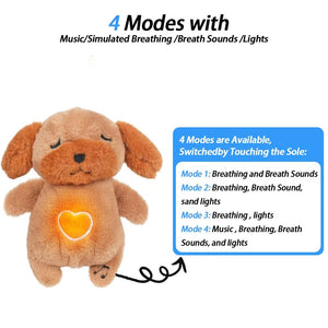 Planet Gates Relief Puppy / 25cm-32cm 4 MODES Original Plush Capybara and Otter Toy Sleeping Time Baby Breathing Anxiety Relief Capybara Sensory Toys with Hug Stuffed