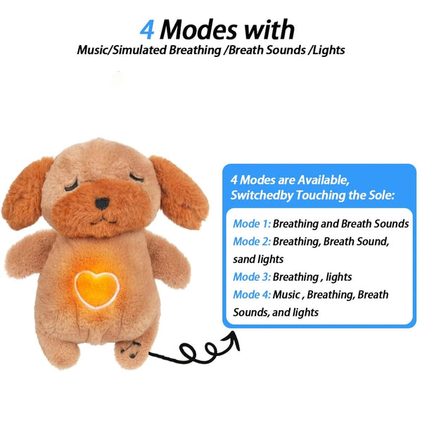 Planet Gates Relief Puppy / 25cm-32cm 4 MODES Original Plush Capybara and Otter Toy Sleeping Time Baby Breathing Anxiety Relief Capybara Sensory Toys with Hug Stuffed