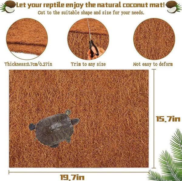 Planet Gates Reptile Carpet Natural Coconut Fiber Coir Mat Pets Terrarium Substrate Liner Flooring Supplies for Lizard Snake Bunny Tortoise