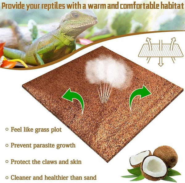 Planet Gates Reptile Carpet Natural Coconut Fiber Coir Mat Pets Terrarium Substrate Liner Flooring Supplies for Lizard Snake Bunny Tortoise