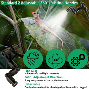 Planet Gates Reptile Humidifiers Smart Misting System with Timer and 360°Adjustable Misting Nozzles Spray Kit for Rainforest Plants Amphibian