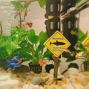 Planet Gates Resin Aquarium Decoration Ornaments Artificial Shark Warning Sign Landscaping Accessories for Fish Tank Aquarium Background