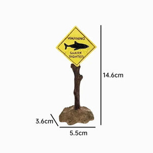 Planet Gates Resin Aquarium Decoration Ornaments Artificial Shark Warning Sign Landscaping Accessories for Fish Tank Aquarium Background