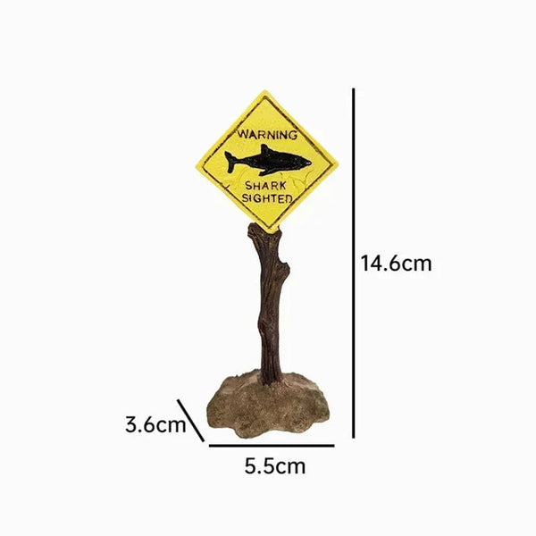 Planet Gates Resin Aquarium Decoration Ornaments Artificial Shark Warning Sign Landscaping Accessories for Fish Tank Aquarium Background