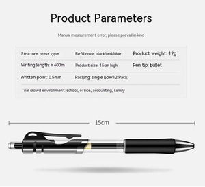 Planet Gates Retractable Gel Pen,Black, Red,Blue Ink Ballpoint for Writing,Office and School Supplies,Stationery,0.5mm Retractable,12 Pcs Box