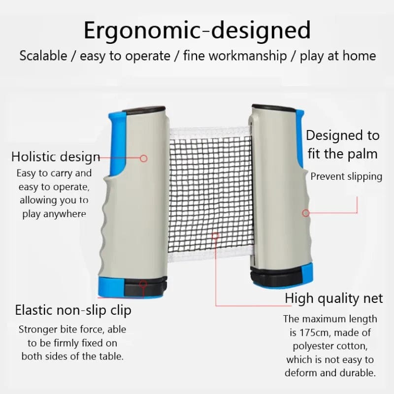 Planet Gates Retractable Table Tennis Net Portable Ping Pong Net 175cm Scalable Suit for any Table