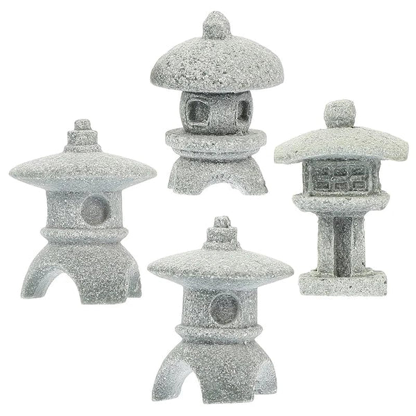 Planet Gates Retro Gazebo Chinese Lanterns Mini Pagoda Model Decoration Stone Miniature Statue Sandstone Home Accessories