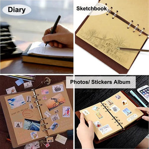 Planet Gates Retro Notebooks & Journals Agenda  Binder Sketch Book Leather Soft Cover 14x10cm Replaceable Kraft Paper Inner Korean Stationery