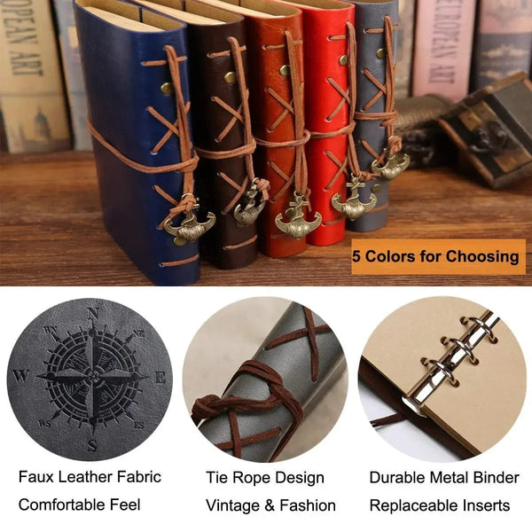 Planet Gates Retro Notebooks & Journals Agenda  Binder Sketch Book Leather Soft Cover 14x10cm Replaceable Kraft Paper Inner Korean Stationery