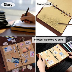 Planet Gates Retro Notebooks & Journals Agenda  Binder Sketch Book Leather Soft Cover 14x10cm Replaceable Kraft Paper Inner Korean Stationery