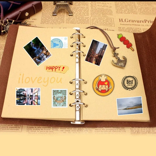 Planet Gates Retro Notebooks & Journals Agenda  Binder Sketch Book Leather Soft Cover 14x10cm Replaceable Kraft Paper Inner Korean Stationery