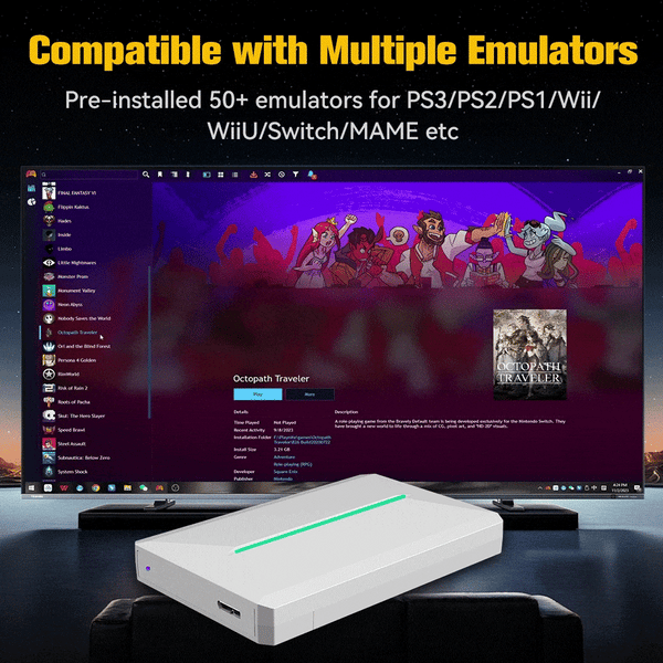 Planet Gates Retrobat & Playnite Retro Game Console 500GB Gaming HDD for PS3/PS2/Switch/Wii/WiiU for PC/Laptop with 38200+ Retro/AAA/PC Games