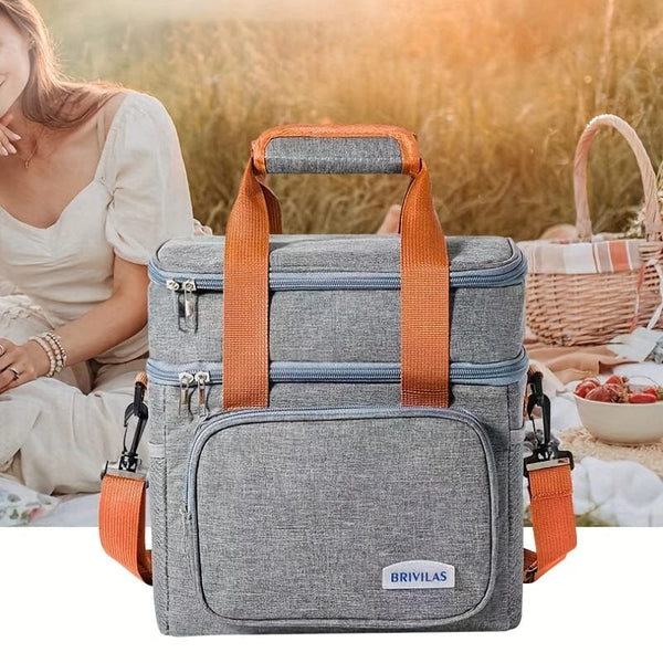Planet Gates Reusable Double-Layer Insulated Lunch Bag - Perfect For Work, Picnic, School Or Travel!