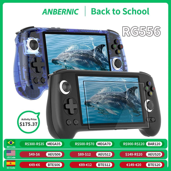 Planet Gates RG556 Black 256G / Russian Federation / Only Game Console ANBERNIC RG556 Handheld Game Console Unisoc T820 Android 13 5.48 inch AMOLED Screen 5500mAh WIFI Bluetooth Retro Video Players