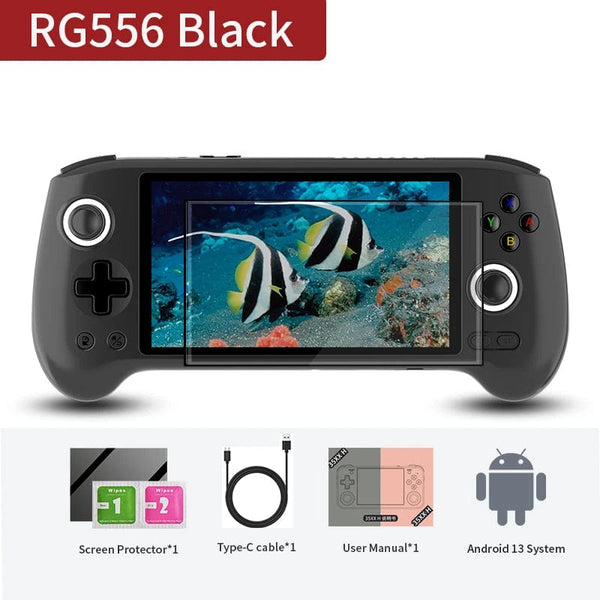 Planet Gates RG556 Black 256G / Russian Federation / Only Game Console ANBERNIC RG556 Handheld Game Console Unisoc T820 Android 13 5.48 inch AMOLED Screen 5500mAh WIFI Bluetooth Retro Video Players