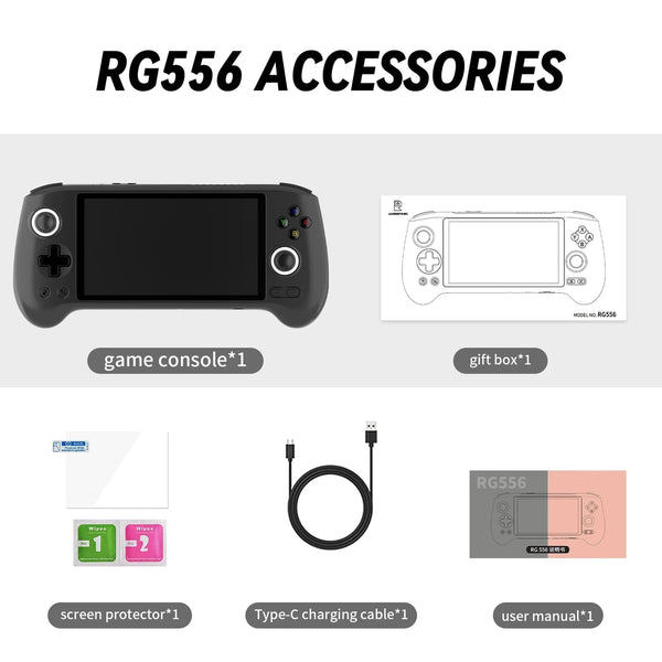 Planet Gates RG556 Black 256G / Russian Federation / Only Game Console ANBERNIC RG556 Handheld Game Console Unisoc T820 Android 13 5.48 inch AMOLED Screen 5500mAh WIFI Bluetooth Retro Video Players