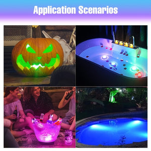 Planet Gates RGB-Submersible-Lamp 1pc RGB LED Submersible Light 15 Color Changing Battery Powered Underwater Pond Lighting Waterproof 3 Modes Colorful Aquarium Atmosphere Swimming Pool Lamp Fountain With Remote Outdoor Garden