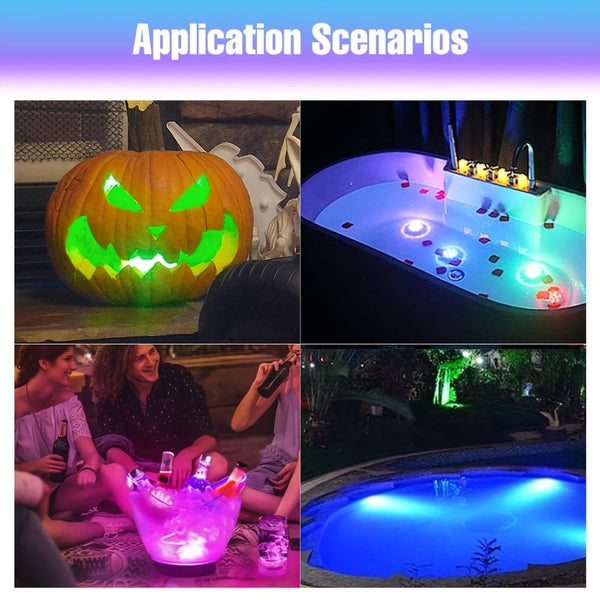 Planet Gates RGB-Submersible-Lamp 1pc RGB LED Submersible Light 15 Color Changing Battery Powered Underwater Pond Lighting Waterproof 3 Modes Colorful Aquarium Atmosphere Swimming Pool Lamp Fountain With Remote Outdoor Garden