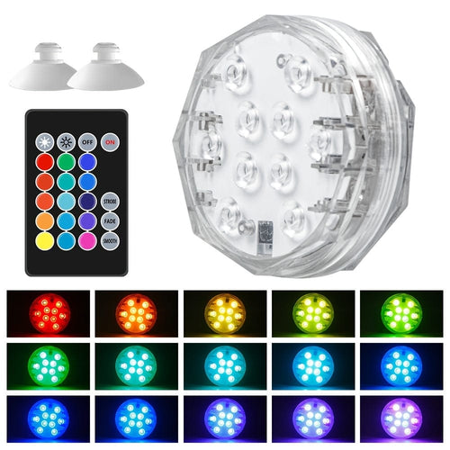 Planet Gates RGB-Submersible-Lamp 1pc RGB LED Submersible Light 15 Color Changing Battery Powered Underwater Pond Lighting Waterproof 3 Modes Colorful Aquarium Atmosphere Swimming Pool Lamp Fountain With Remote Outdoor Garden