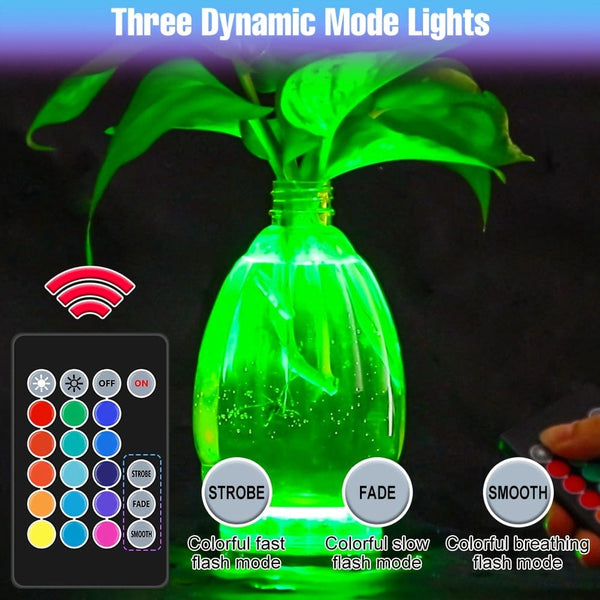 Planet Gates RGB-Submersible-Lamp 1pc RGB LED Submersible Light 15 Color Changing Battery Powered Underwater Pond Lighting Waterproof 3 Modes Colorful Aquarium Atmosphere Swimming Pool Lamp Fountain With Remote Outdoor Garden