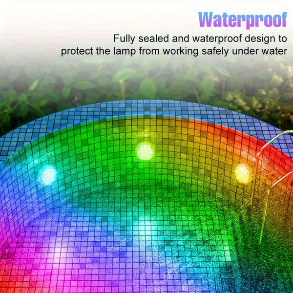 Planet Gates RGB-Submersible-Lamp 1pc RGB LED Submersible Light 15 Color Changing Battery Powered Underwater Pond Lighting Waterproof 3 Modes Colorful Aquarium Atmosphere Swimming Pool Lamp Fountain With Remote Outdoor Garden
