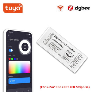 Planet Gates RGBCW / CHINA Tuya Zigbee RGB Controller 15A 12V 180W Smart Life Gateway Hub 5V 24V Alexa Google 3CH COB RGB LED Strip Light ZigBee Controller
